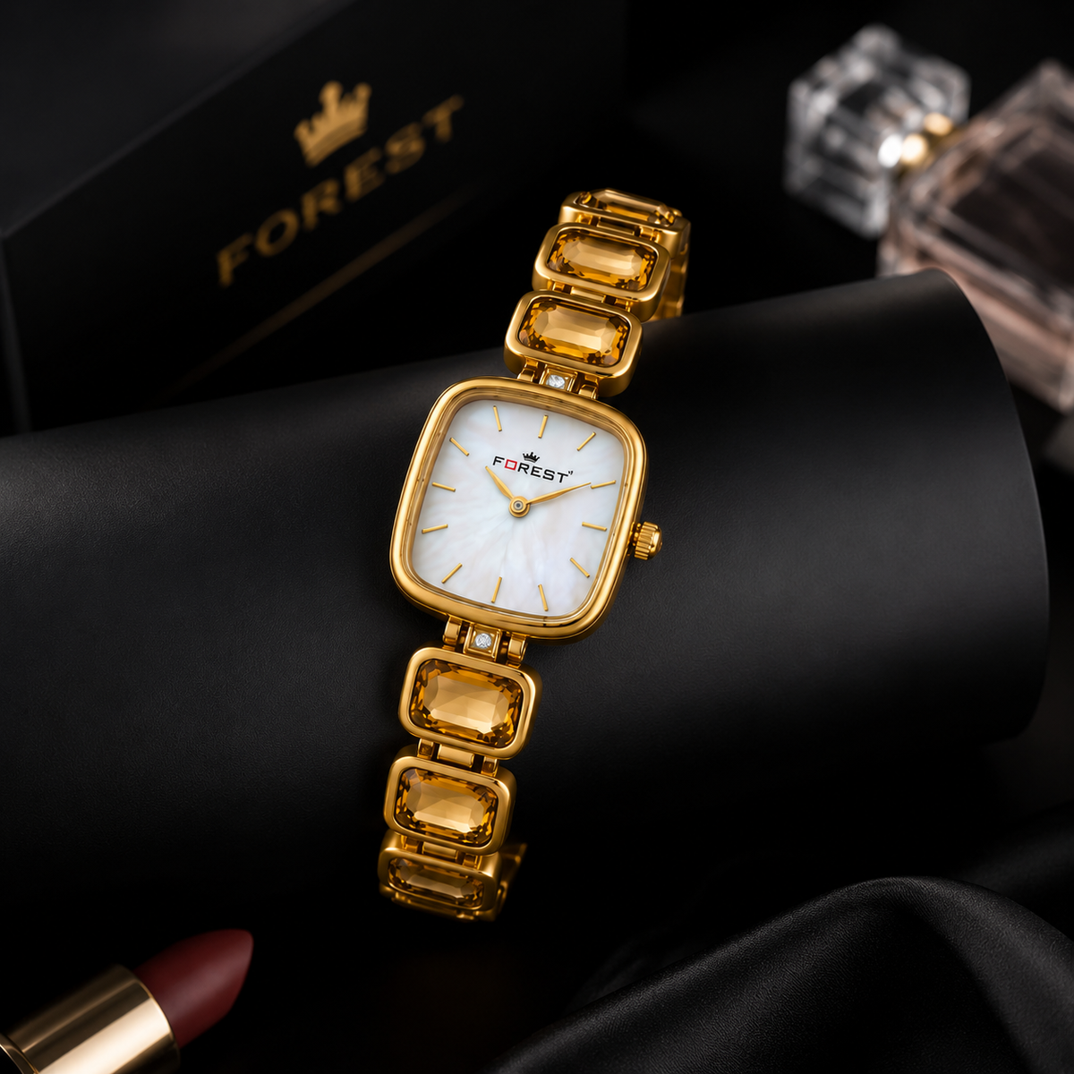 The Women’s Gold Champagne Gemstone Link Watch