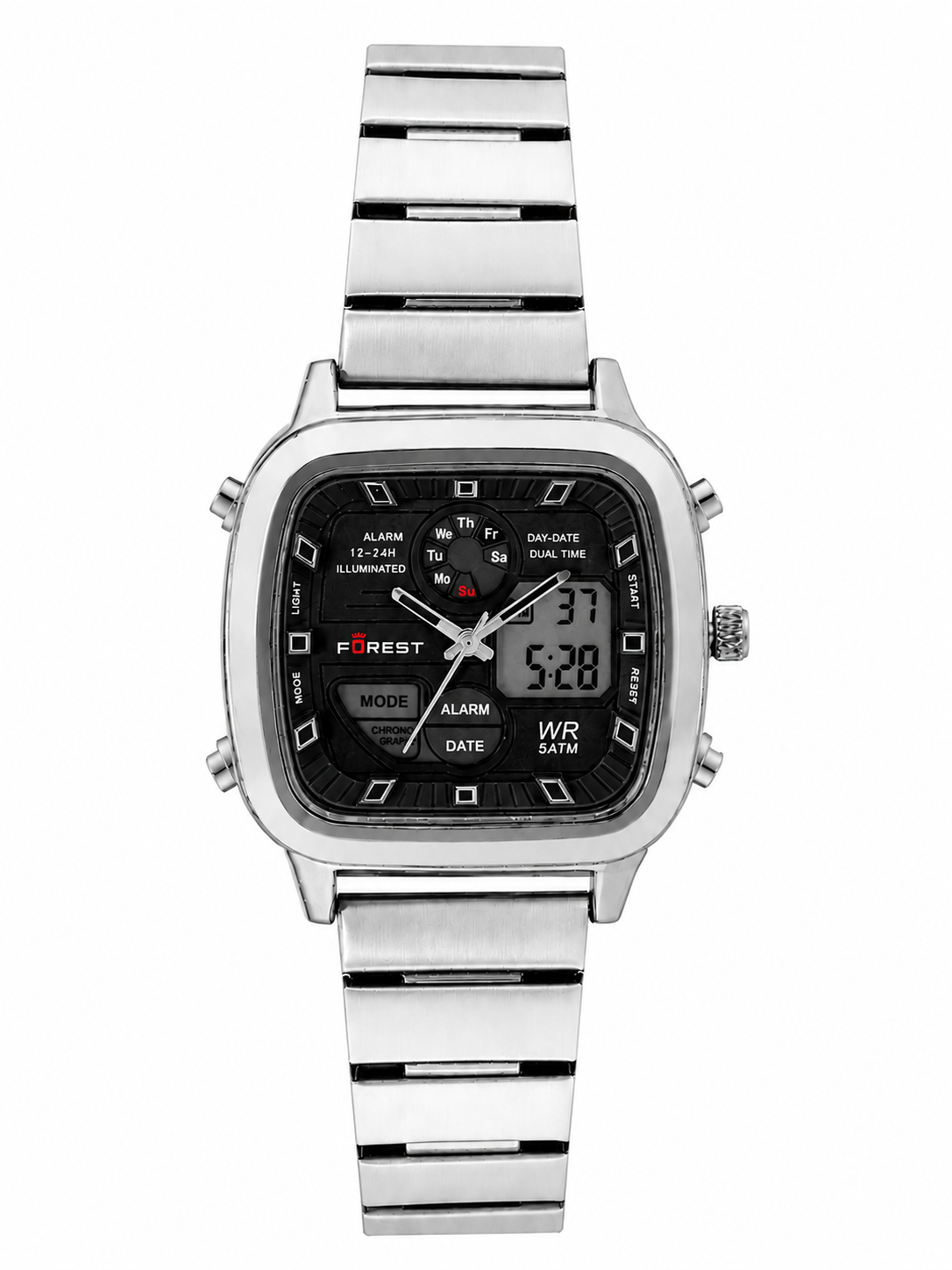 Silver Black Digi-Analog Watch