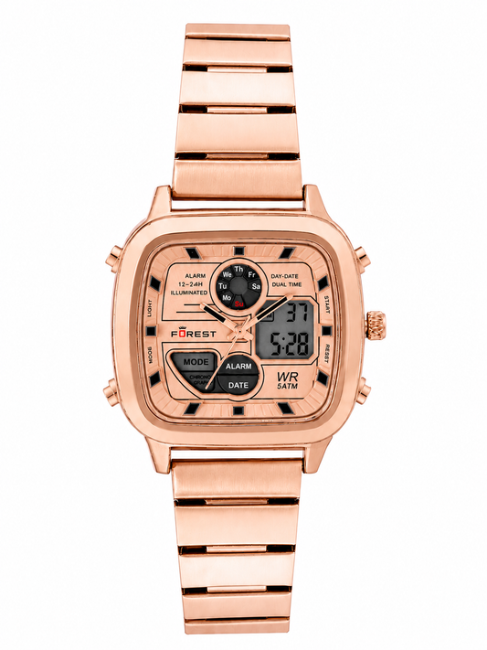 Rose Gold Digi-Analog Watch