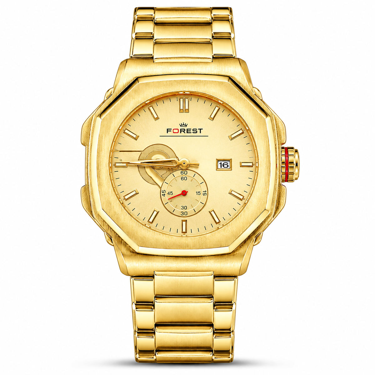 Men’s Gold-Tone Stainless Steel Analog Watch with Gold Dial