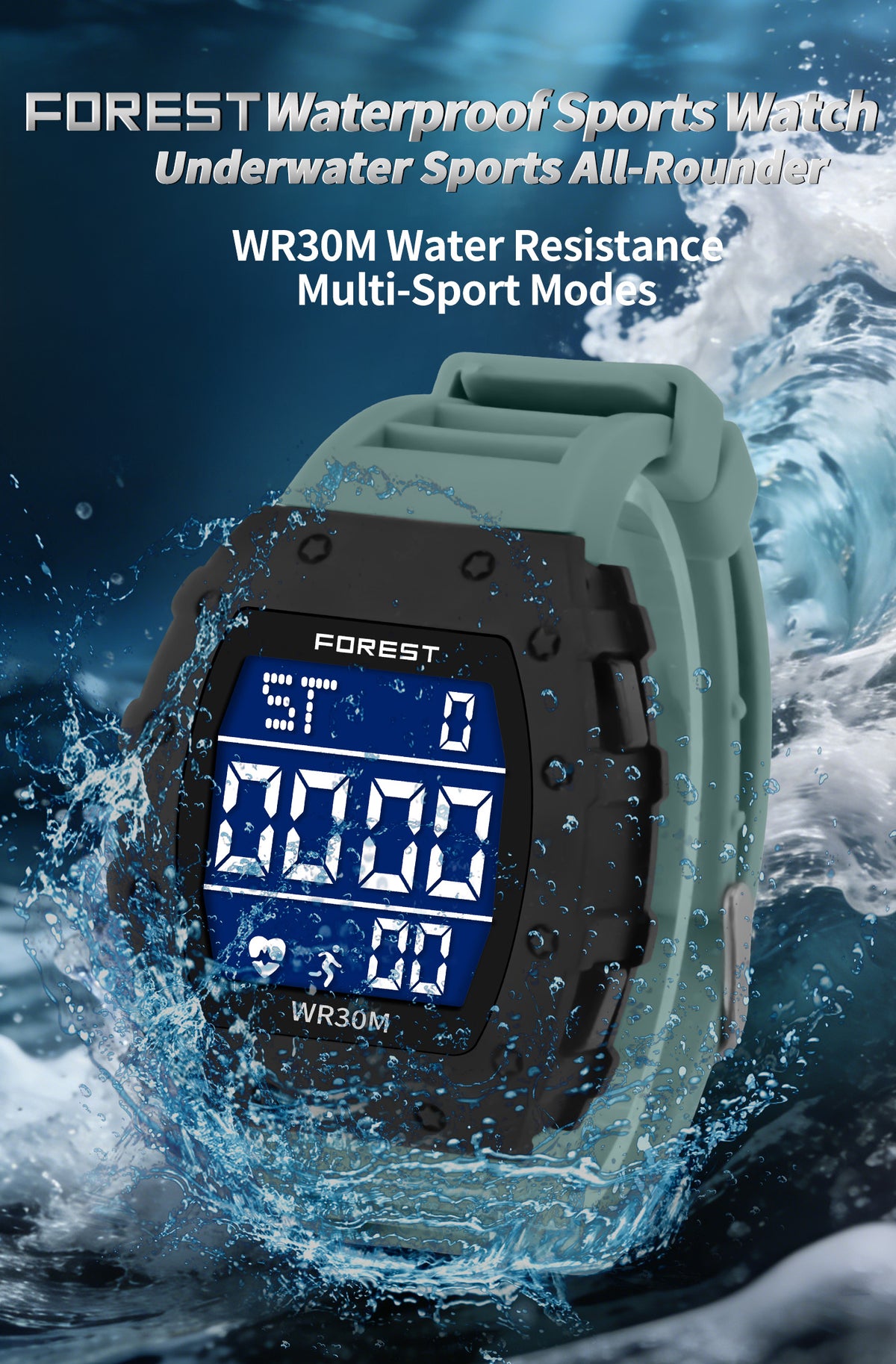 Black Pulse Digital Sports Watch