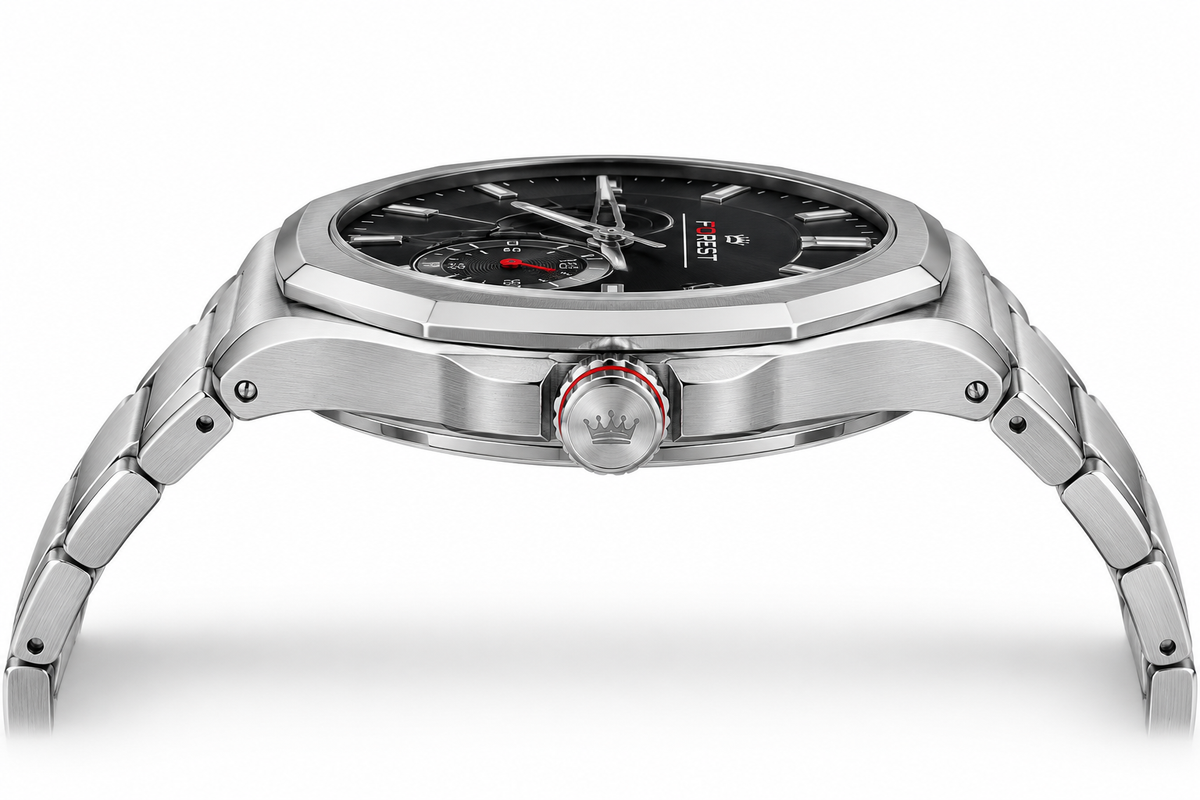 Silver Gold Skeleton Automatic Watch