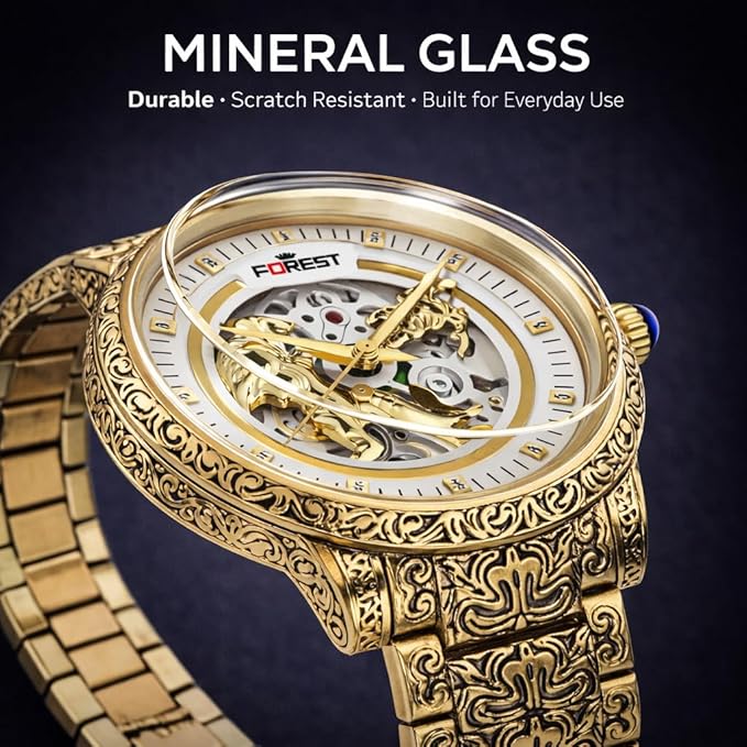 Tiger Skeleton Rose Gold & White Watch