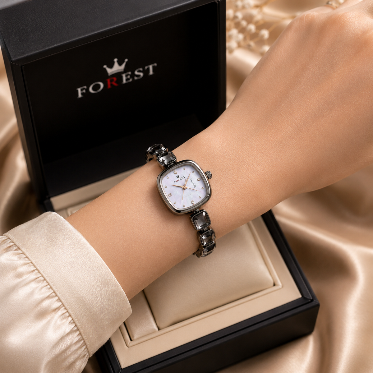 The Women’s Silver Grey Gemstone Watch