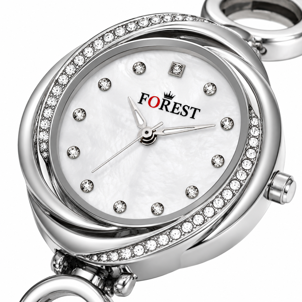 The Women’s Silver Crystal Link Watch