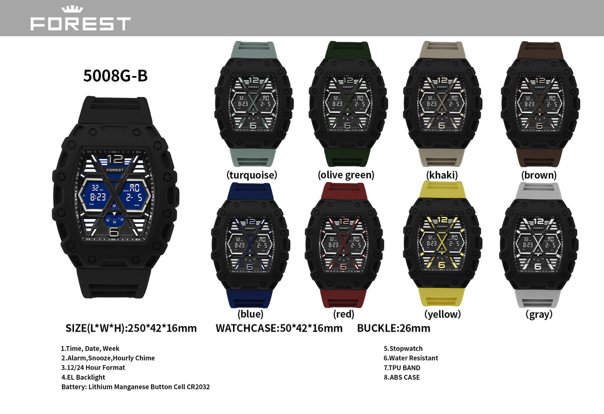 Black Digital Analog Sports Watch 5008