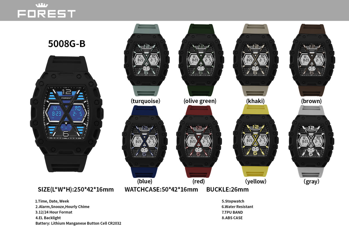 Black Digital Analog Sports Watch 5008