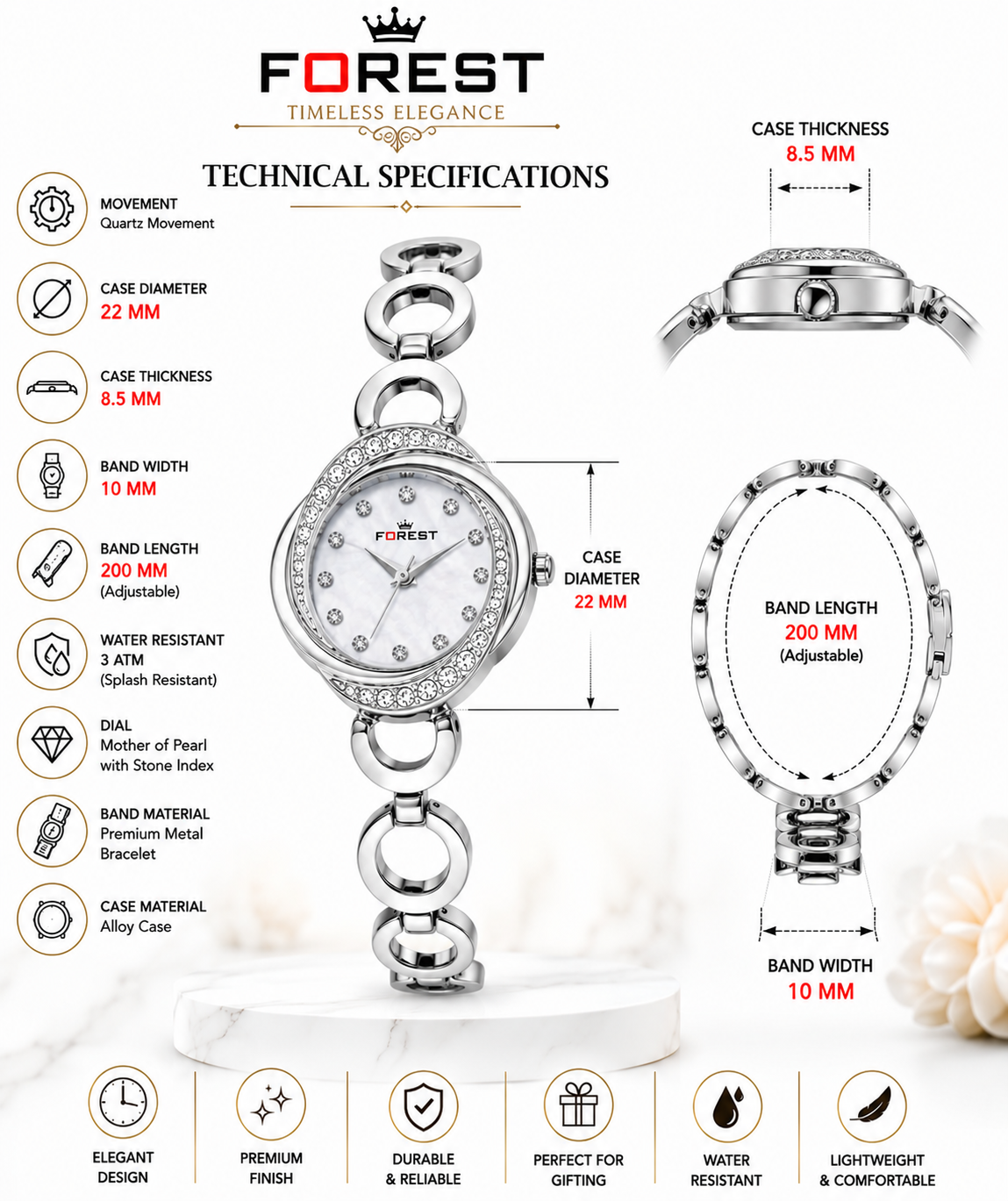 The Women’s Silver Crystal Link Watch