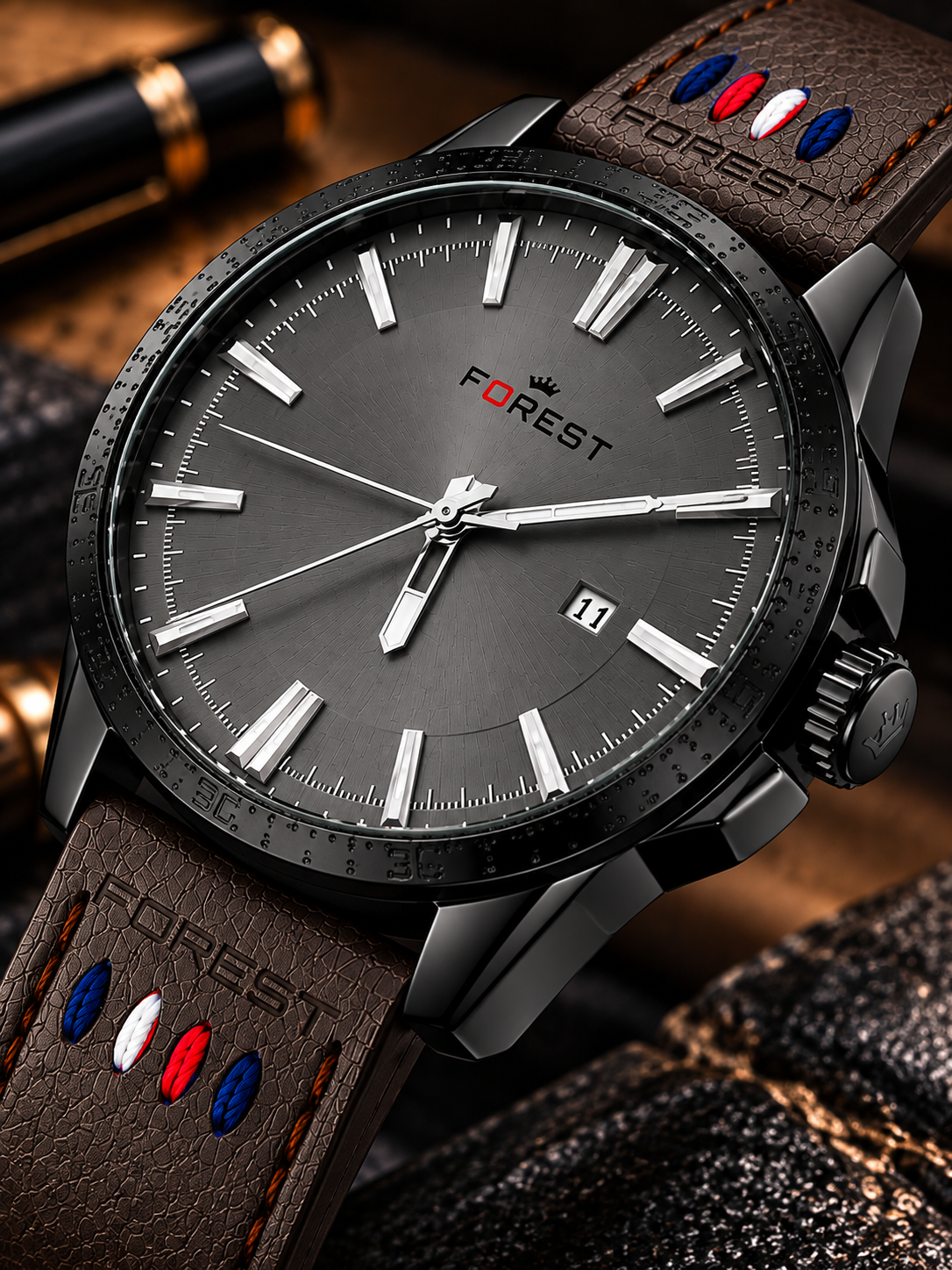 Grey Brown Heritage Analog Watch