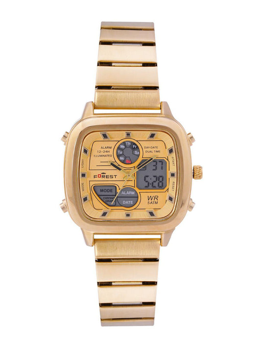 Golden Digi-Analog Watch