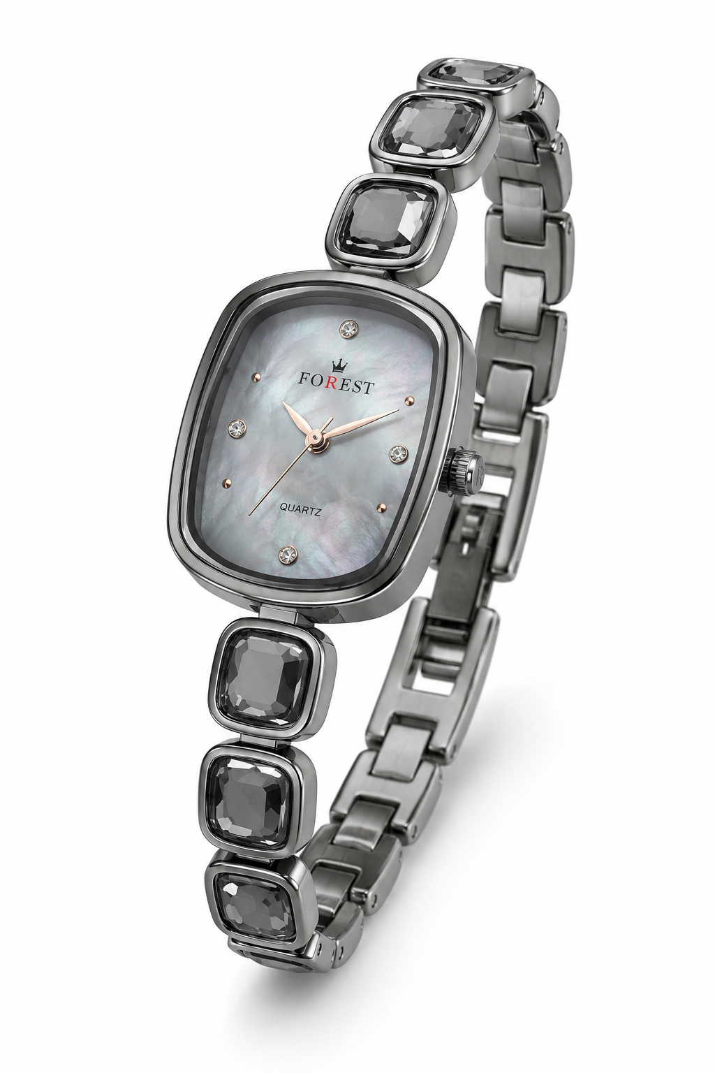 The Women’s Silver Grey Gemstone Watch