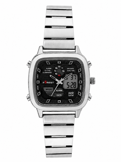 Silver Black Digi-Analog Watch