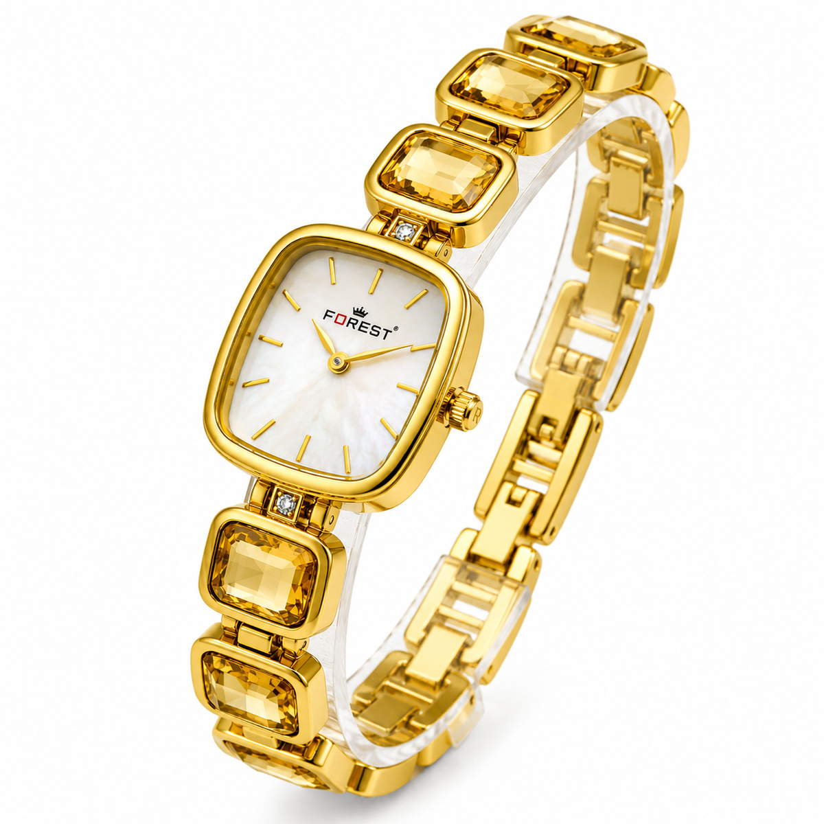 The Women’s Gold Champagne Gemstone Link Watch