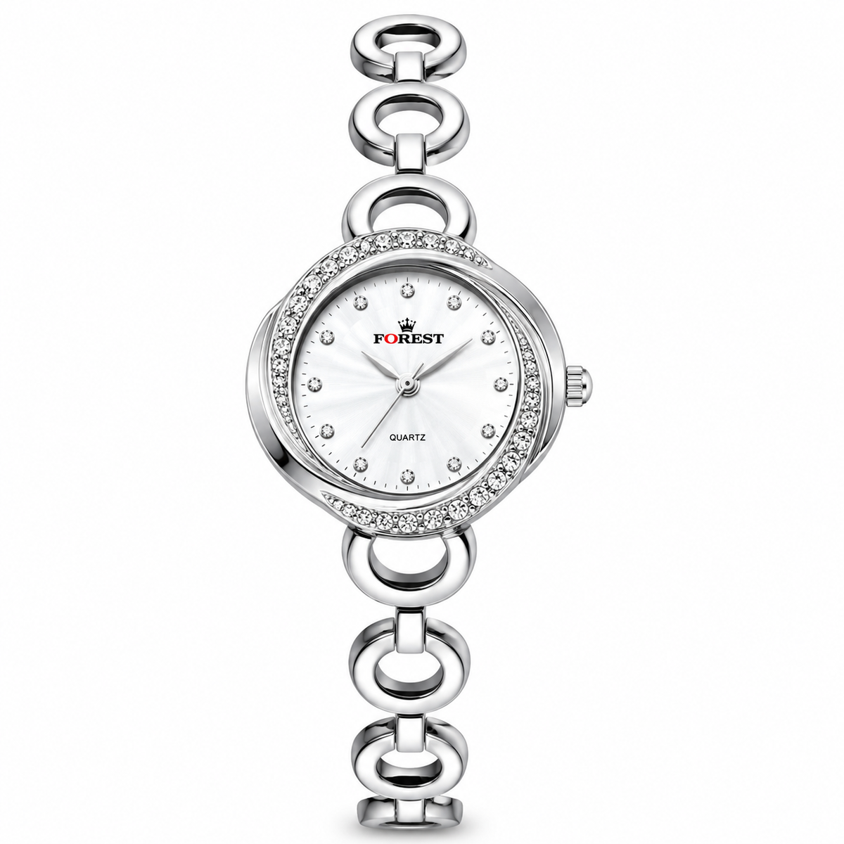 The Women’s Silver Crystal Link Watch