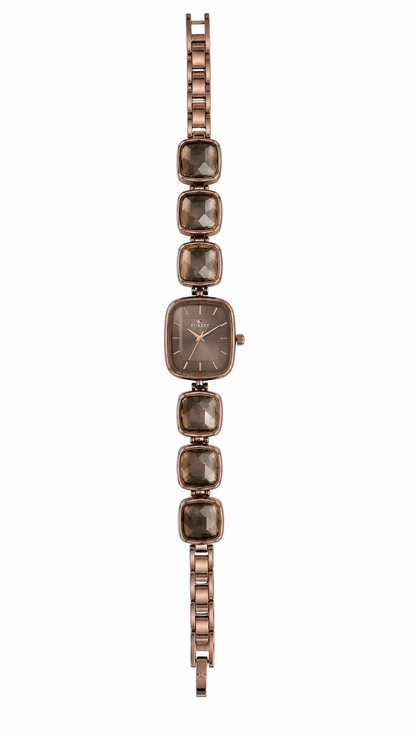 Rose Gold Brown Gemstone Analog Watch
