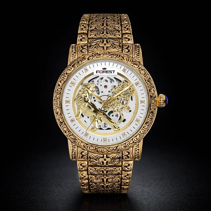 Tiger Skeleton Rose Gold & White Watch