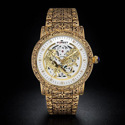 Tiger Skeleton Rose Gold & White Watch