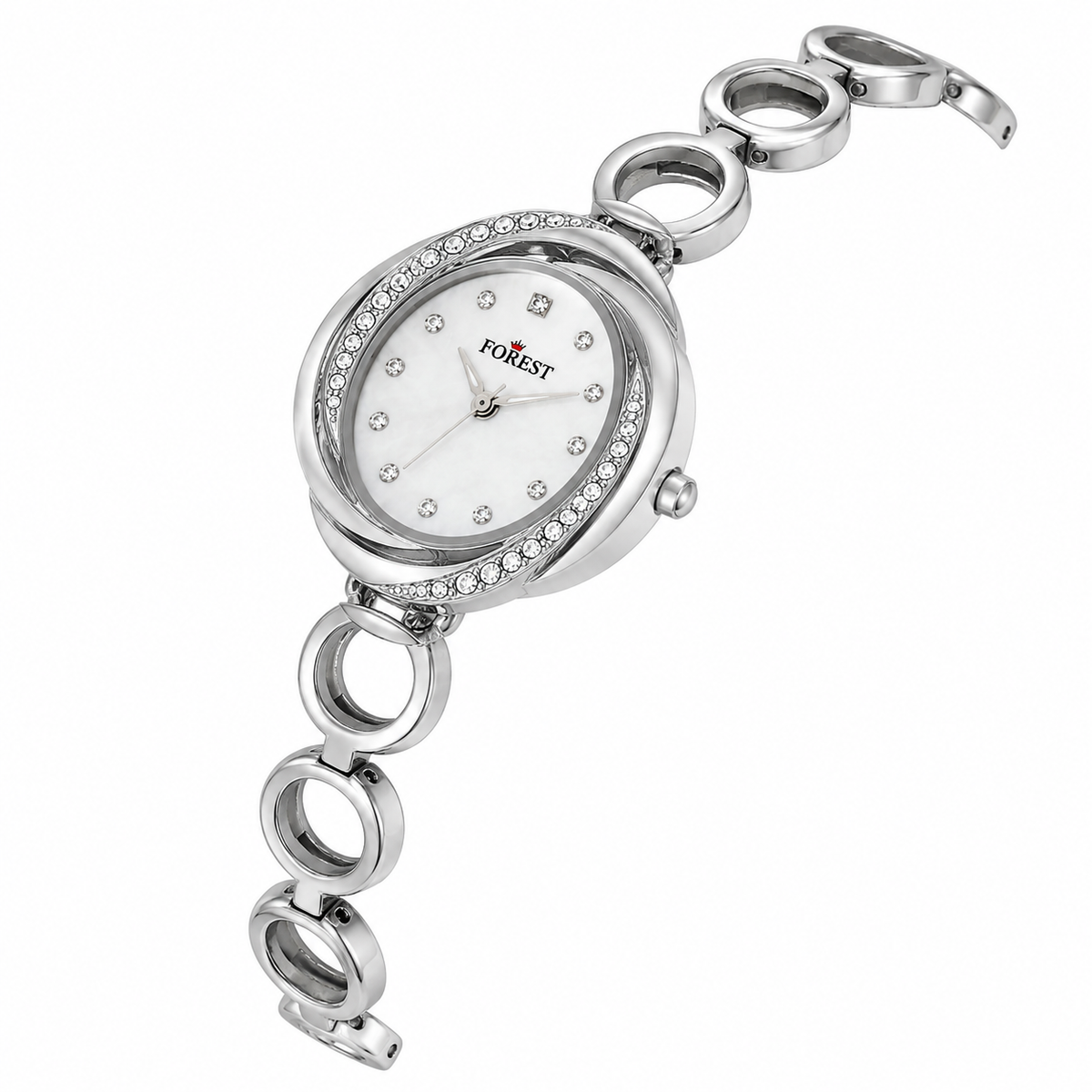 The Women’s Silver Crystal Link Watch