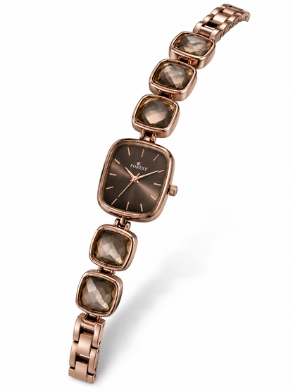 Rose Gold Brown Gemstone Analog Watch