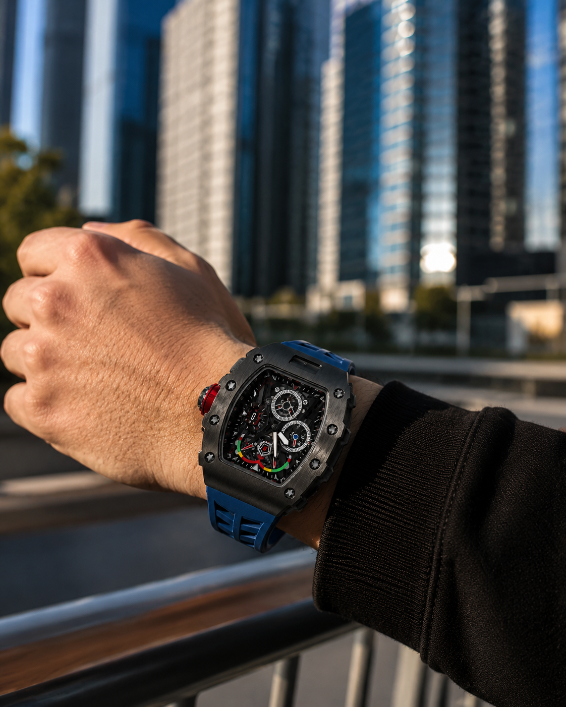 Black Blue Sports Chronograph Analog Watch