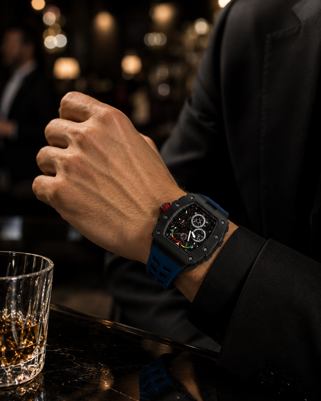 Black Blue Sports Chronograph Analog Watch
