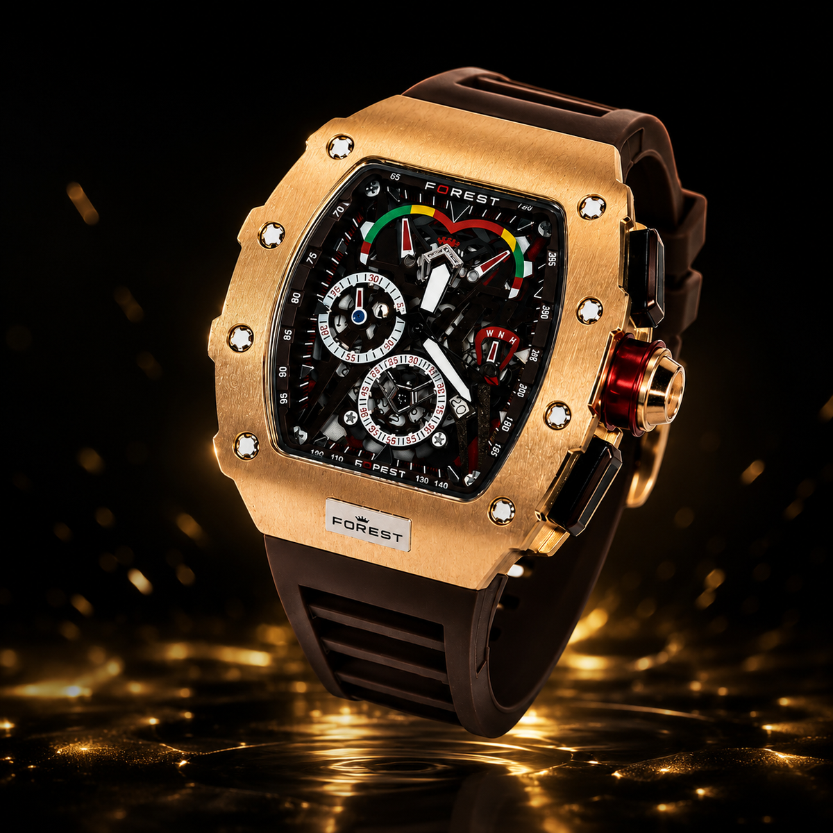 The Men’s Gold & Brown Racing Chronograph Watch