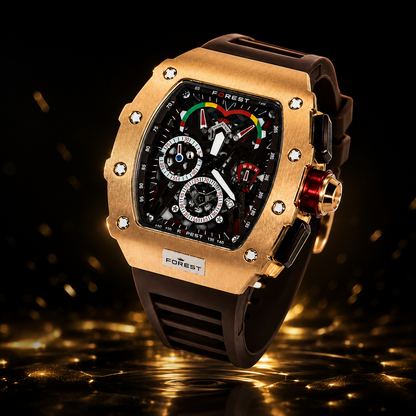 The Men’s Gold & Brown Racing Chronograph Watch
