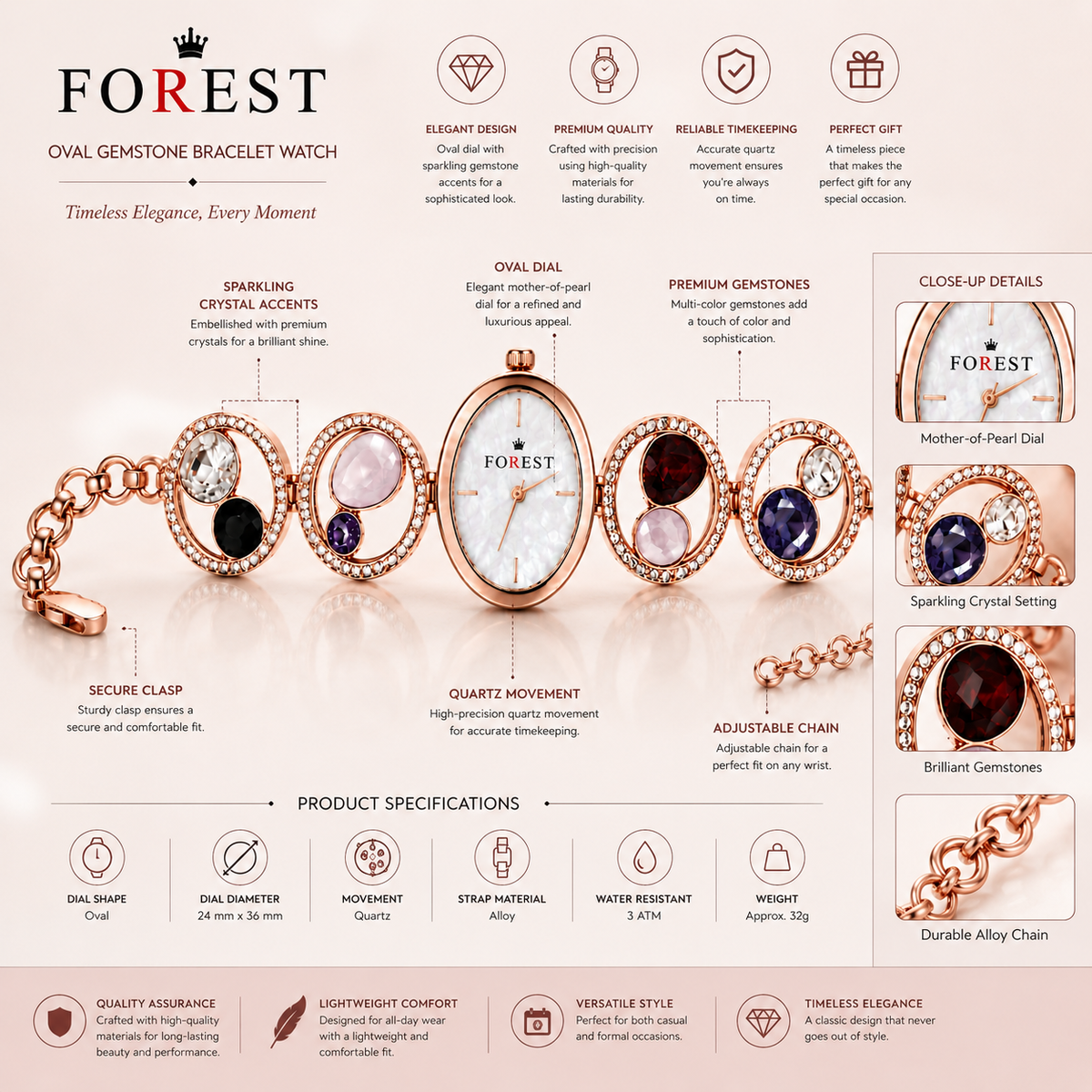 The Women’s Golden Gemstone Watch