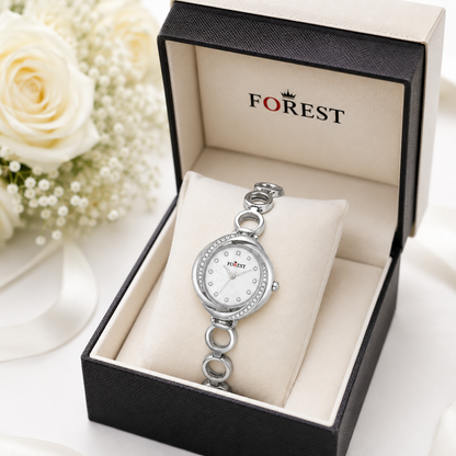 The Women’s Silver Crystal Link Watch