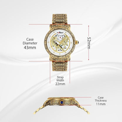 Tiger Skeleton Rose Gold & White Watch