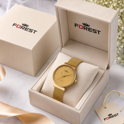 Women’s Gold Mesh Strap Analog Watch