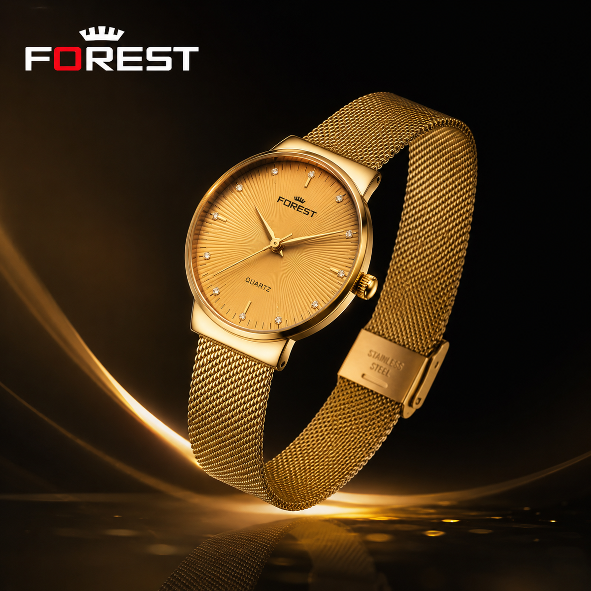 Women’s Gold Mesh Strap Analog Watch