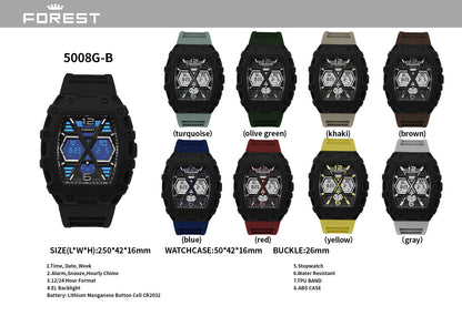 Black Digital Analog Sports Watch 5008