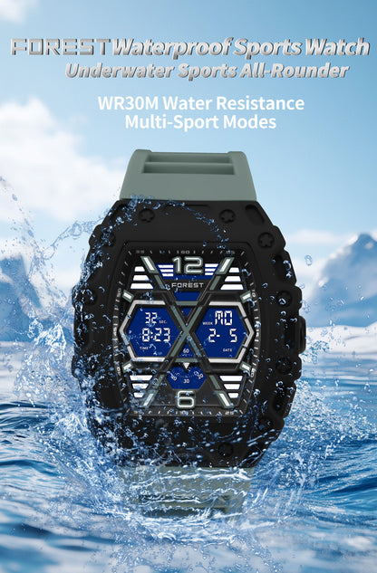 Grey Digital Analog Sports Watch 5008