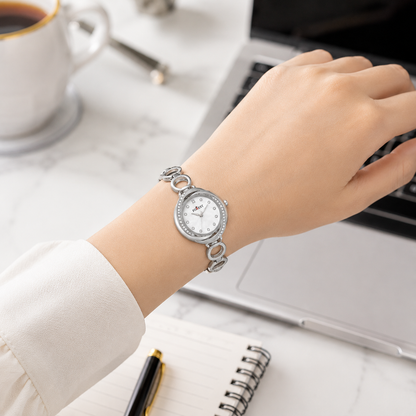 The Women’s Silver Crystal Link Watch