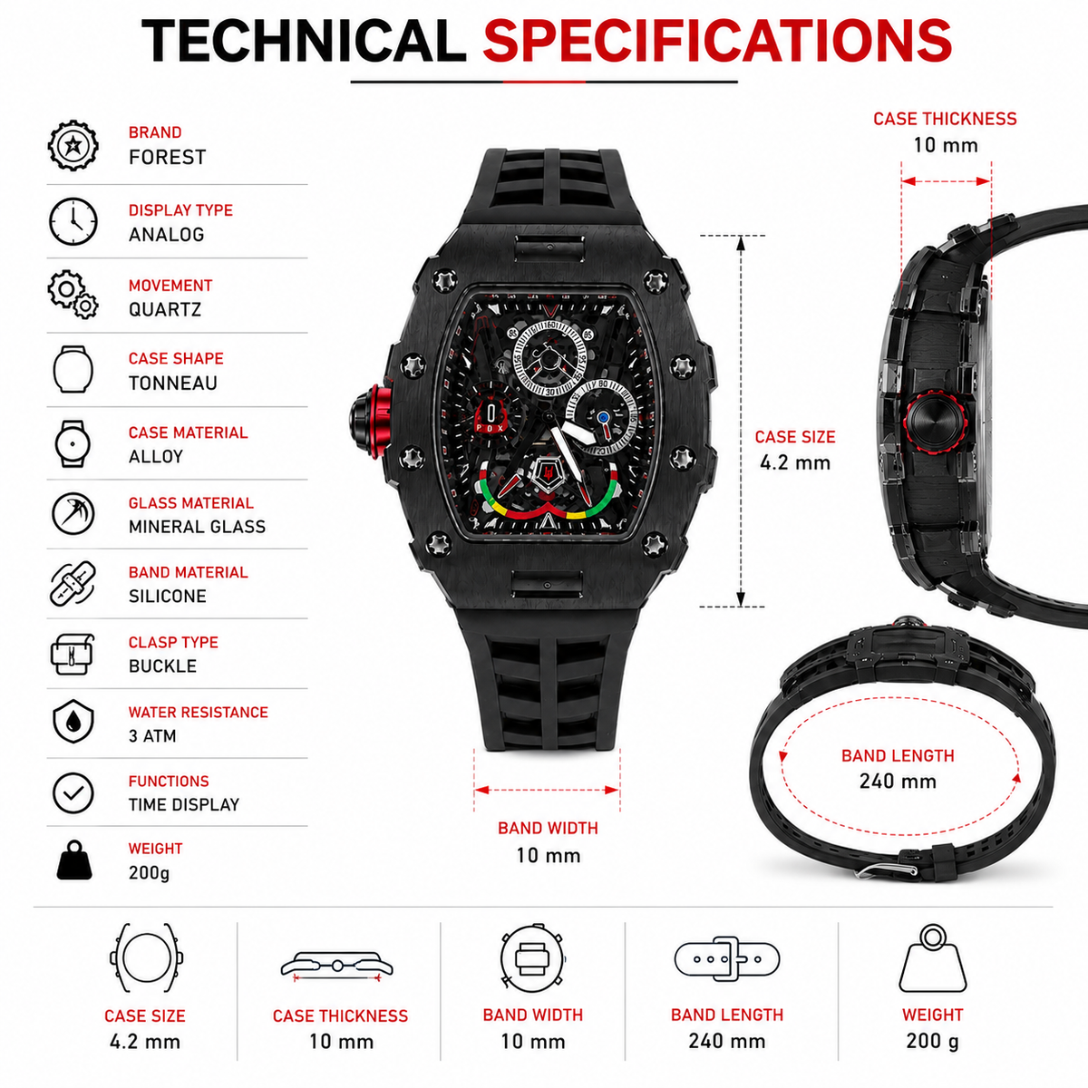 Black Chronograph Sports Analog Watch