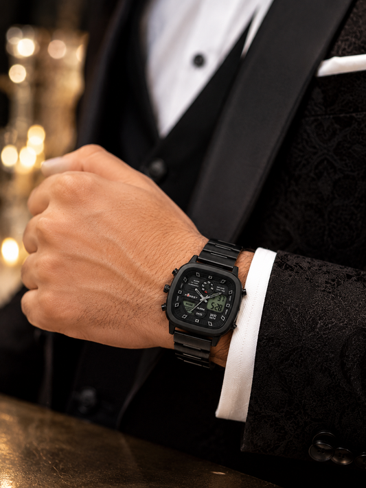 Black Digi-Analog Watch