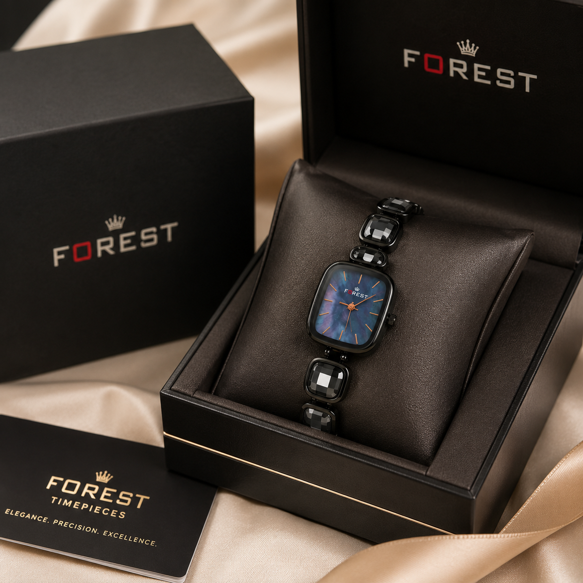 The Women’s Black Onyx Square Link Watch