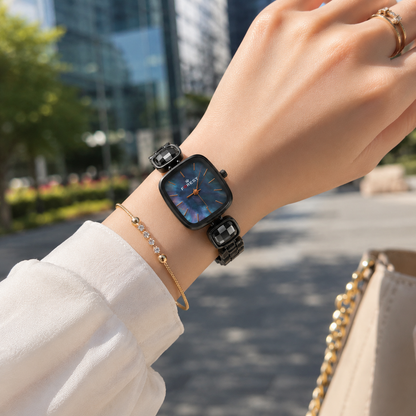 The Women’s Black Onyx Square Link Watch