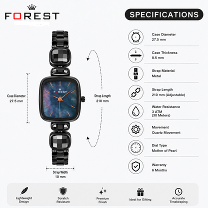 The Women’s Black Onyx Square Link Watch