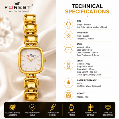 The Women’s Gold Champagne Gemstone Link Watch