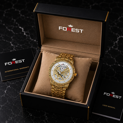 Tiger Skeleton Rose Gold & White Watch