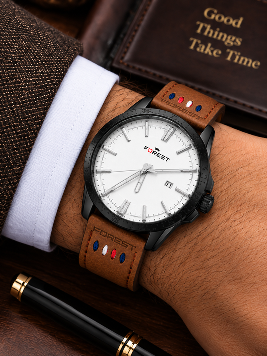 White Tan Heritage Analog Watch