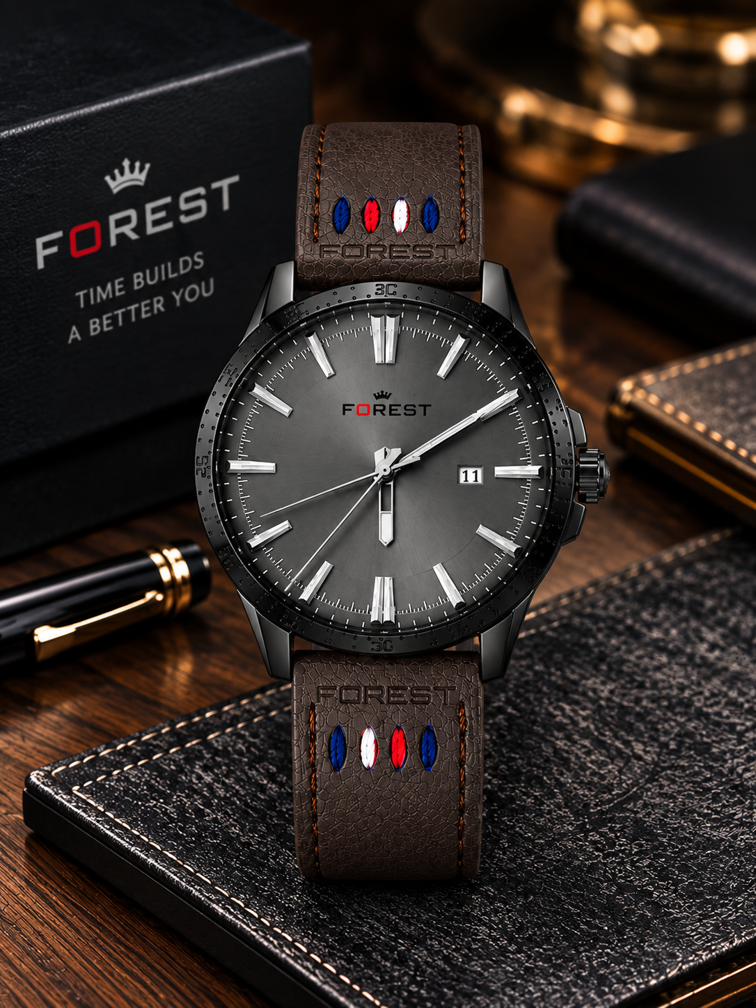 Grey Brown Heritage Analog Watch