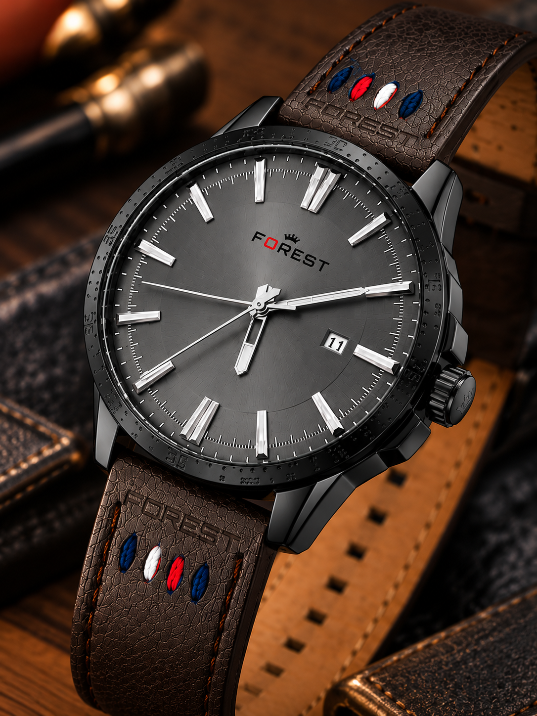 Grey Brown Heritage Analog Watch