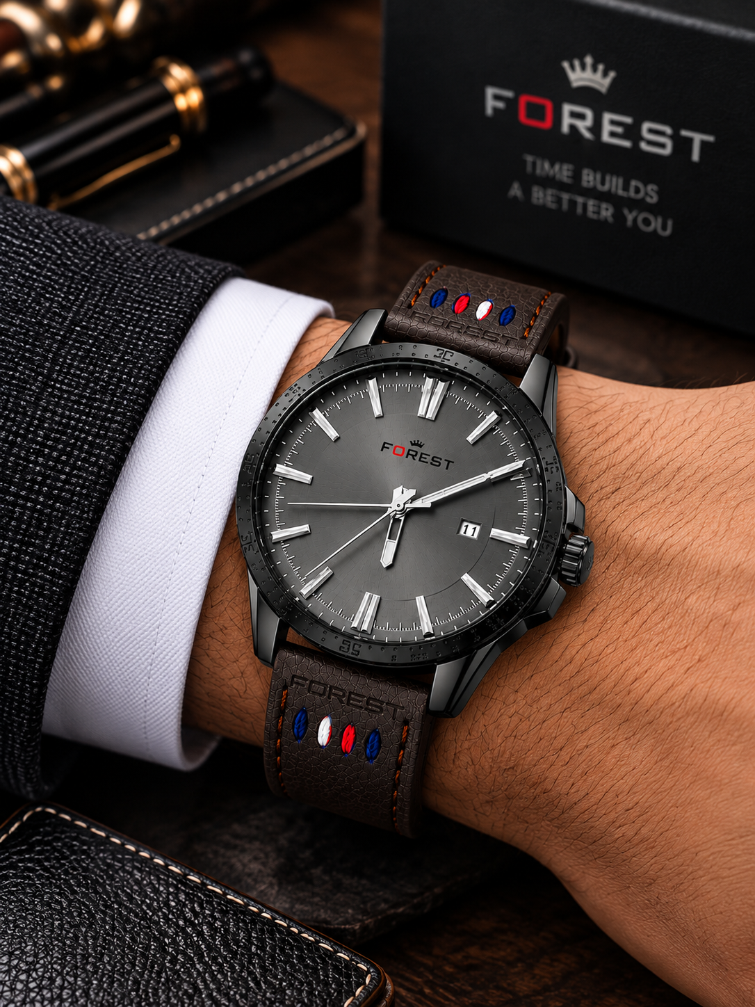 Grey Brown Heritage Analog Watch