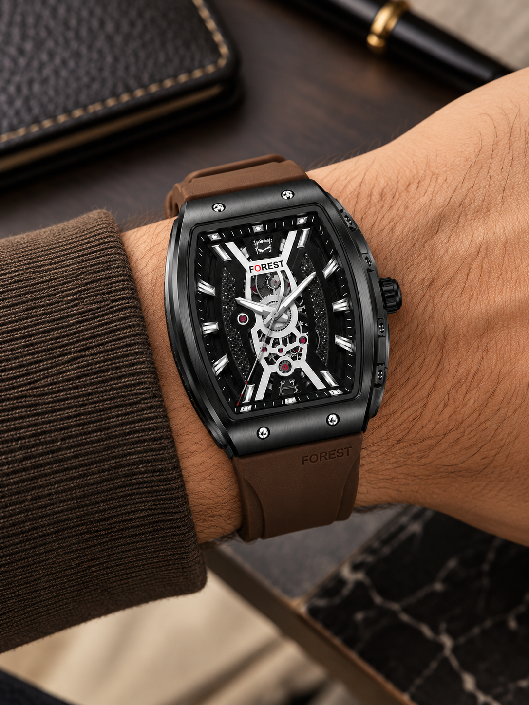 Brown Strap Analog Watch