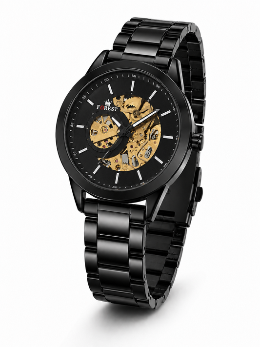 Black Automatic Skeleton Watch