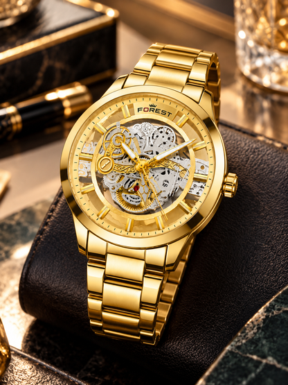 Gold Skeleton Automatic Watch