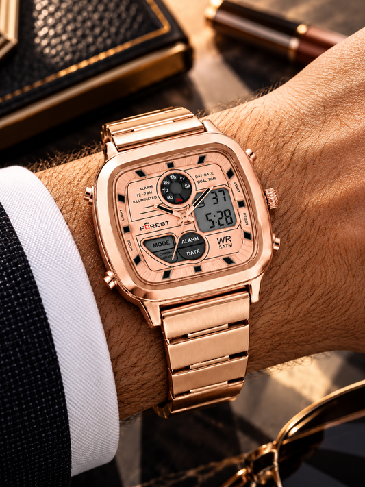 Rose Gold Digi-Analog Watch